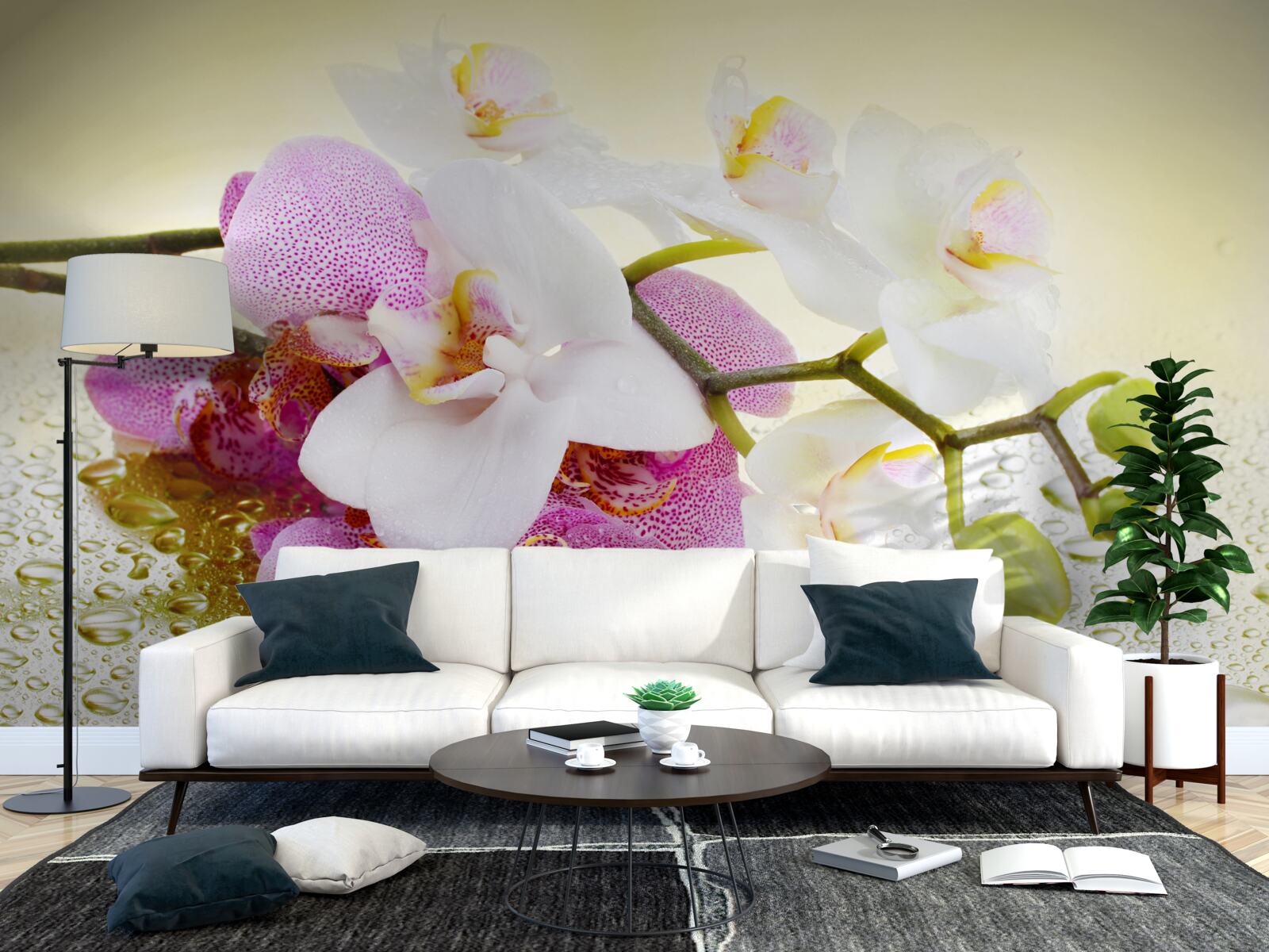 Fototapeta kvapky na konáre nádherných orchideí