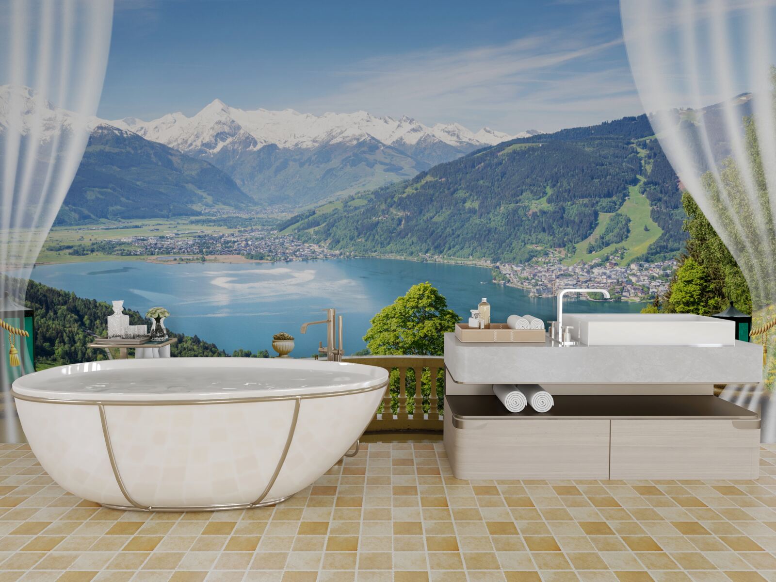 Fototapeta pohodlný balkón s nádhernou panorámou