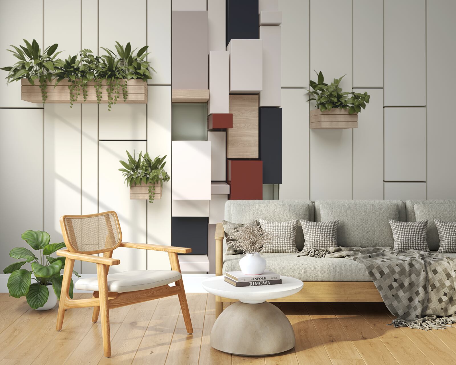 Fototapeta kvetináče so zelenými rastlinami na stene