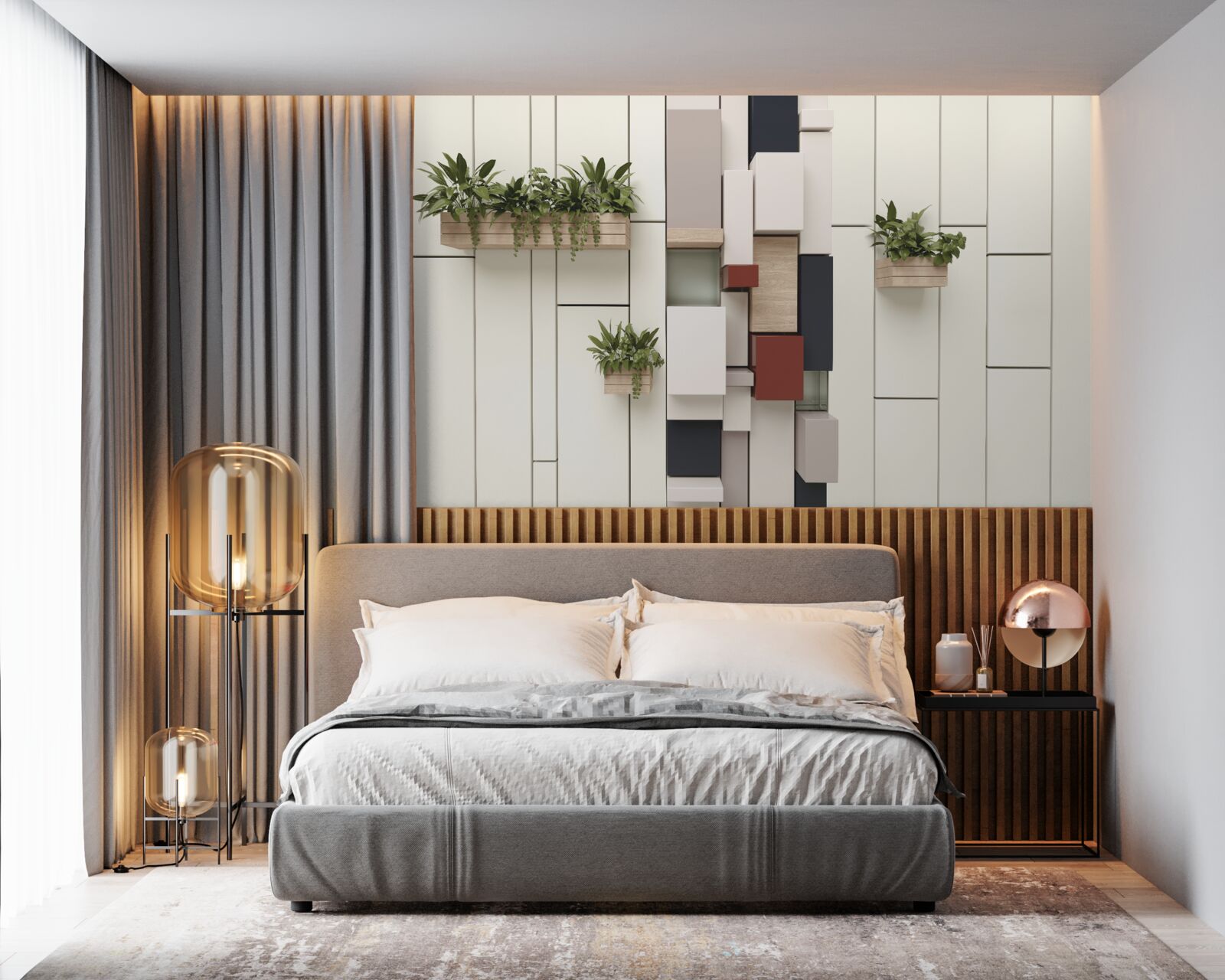 Fototapeta kvetináče so zelenými rastlinami na stene