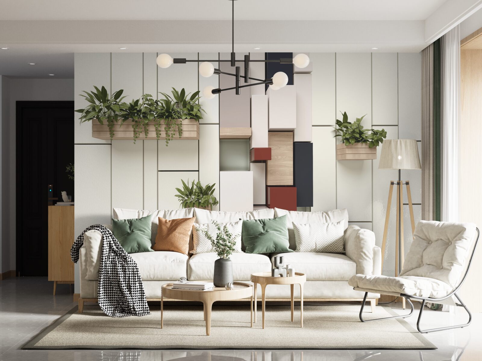 Fototapeta kvetináče so zelenými rastlinami na stene