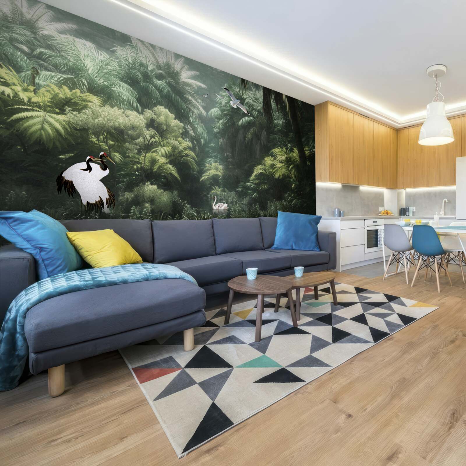 Fototapeta bujné džungle a operení obyvatelia