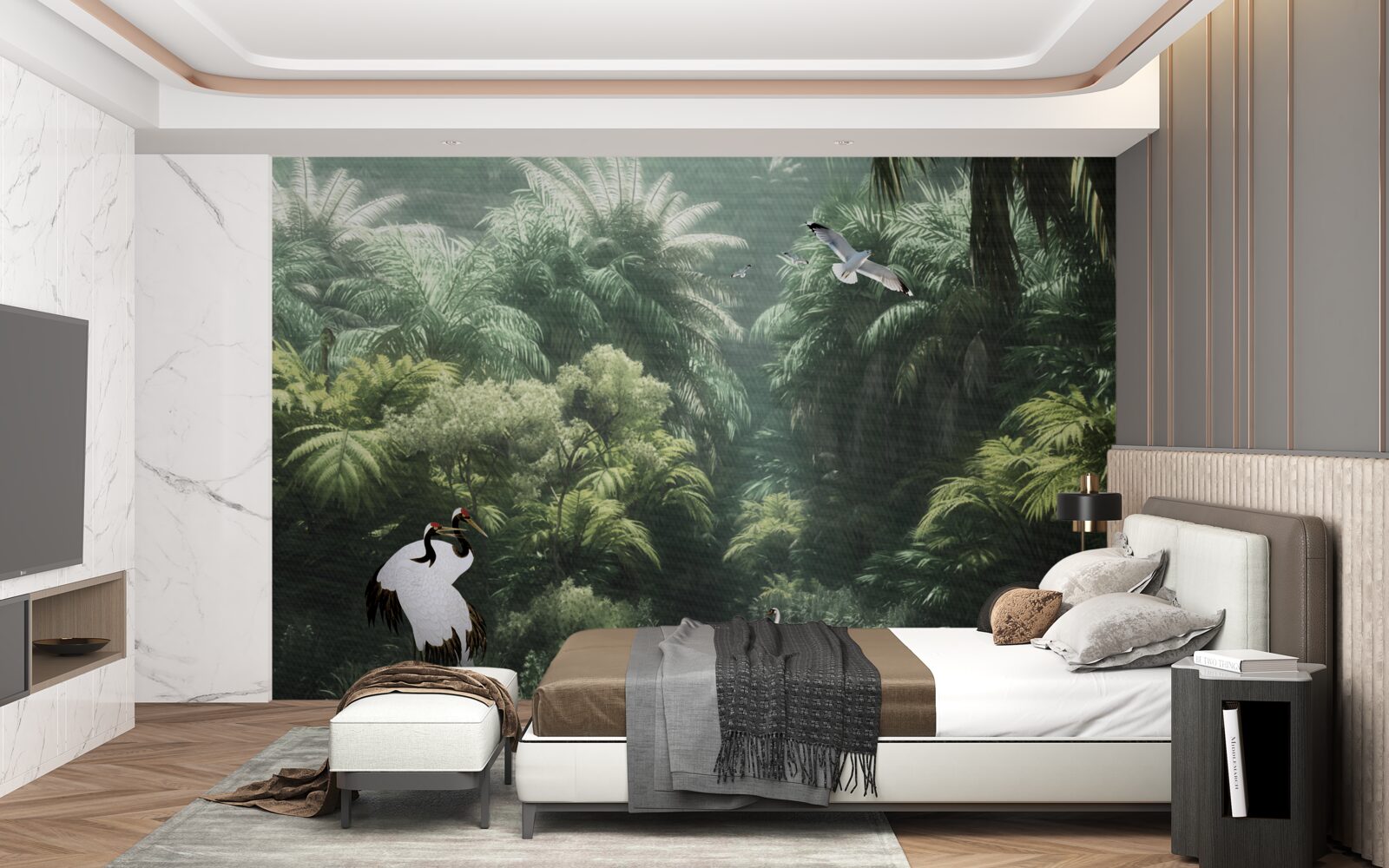 Fototapeta bujné džungle a operení obyvatelia