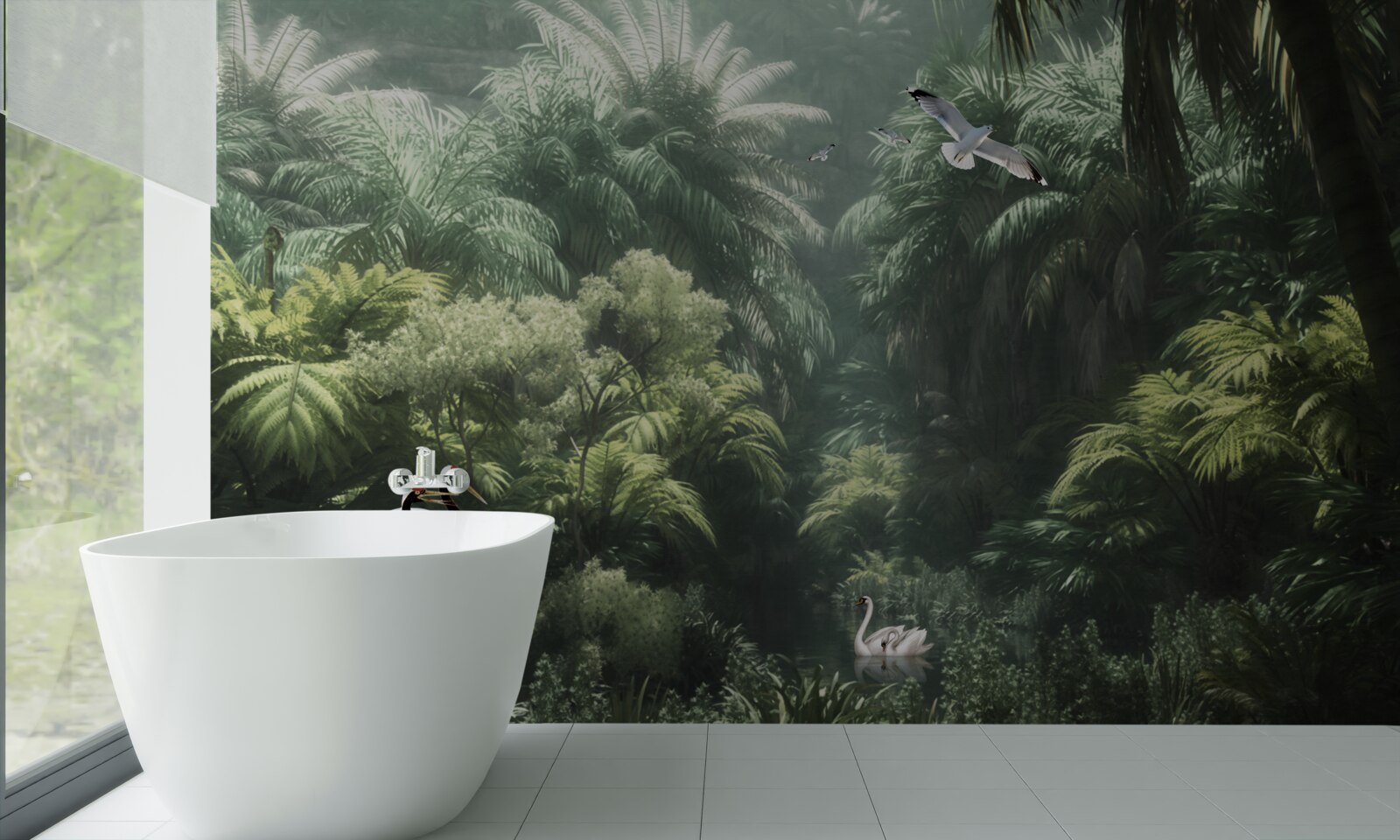 Fototapeta bujné džungle a operení obyvatelia