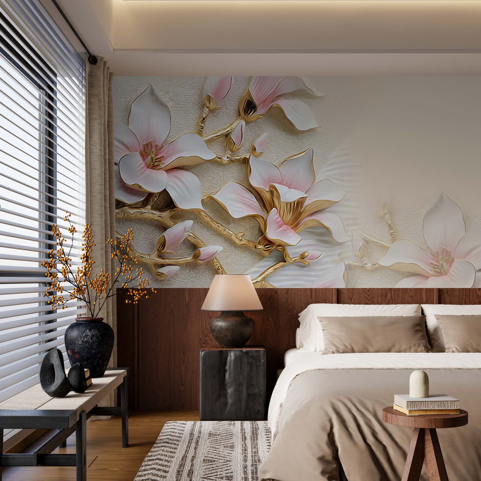 Fototapeta kvety v ružových a zlatých odtieňoch