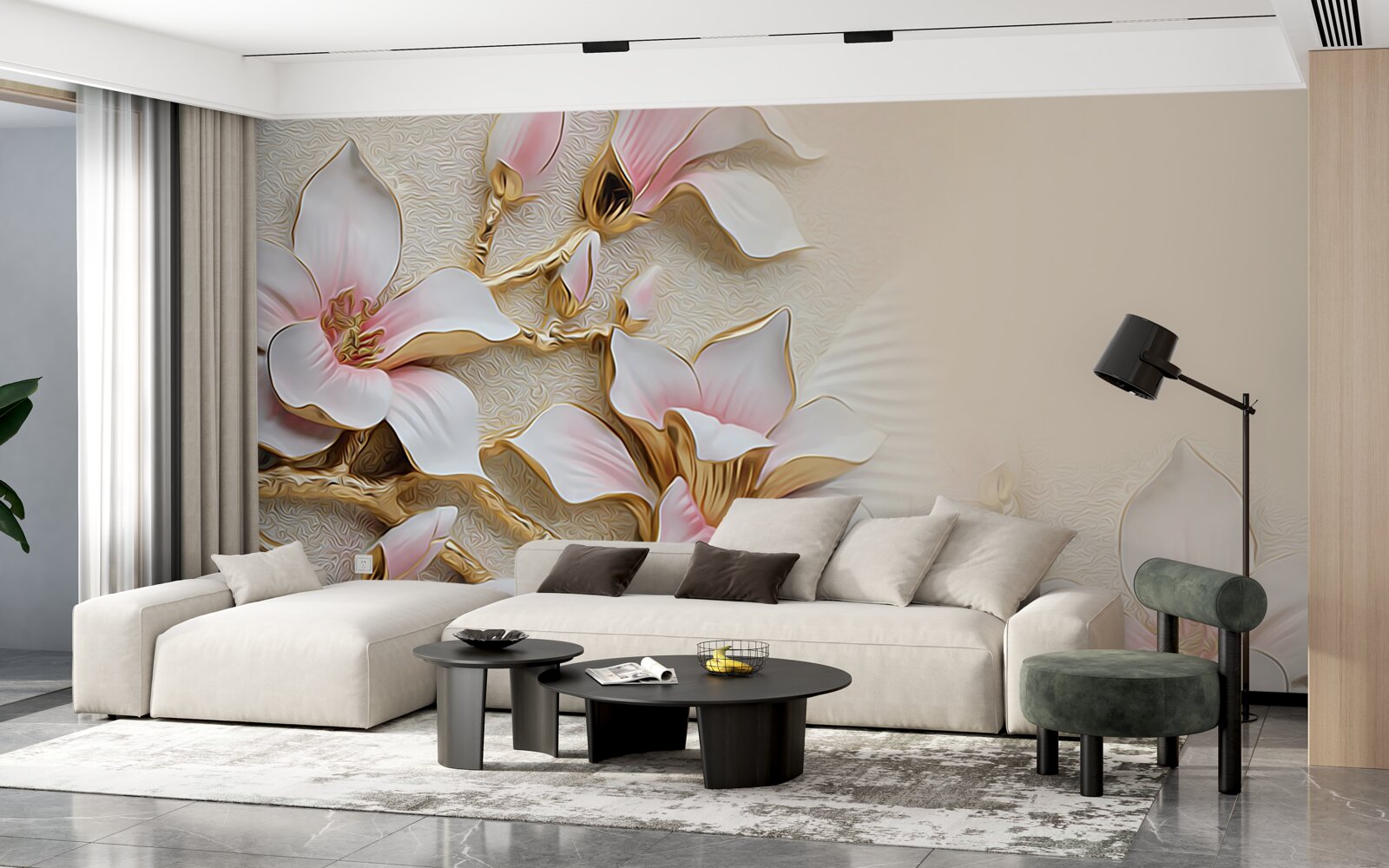 Fototapeta kvety v ružových a zlatých odtieňoch