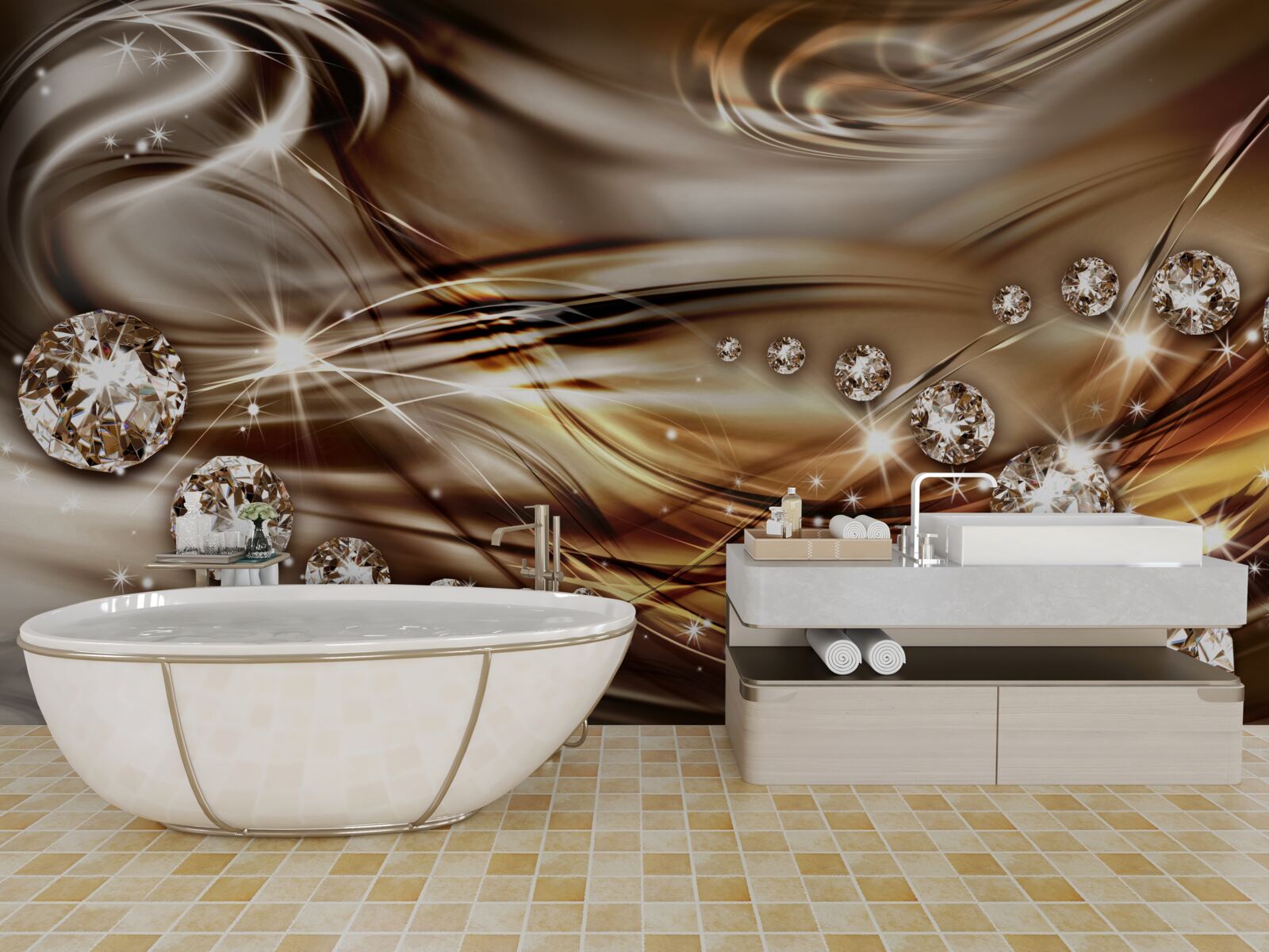 Fototapeta zlaté šperky a drahé kamene