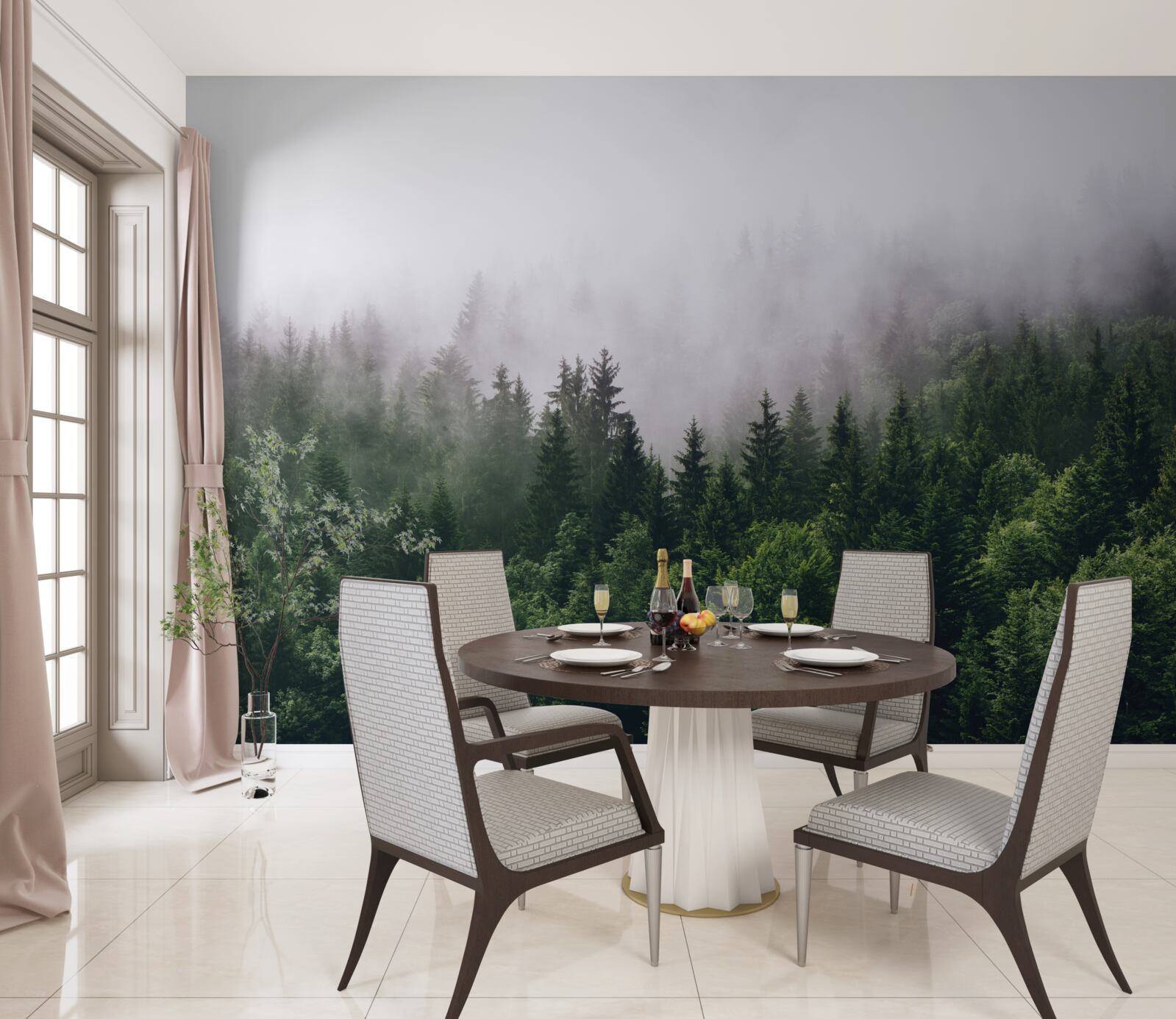 Fototapeta horský les je zahalený v hmle