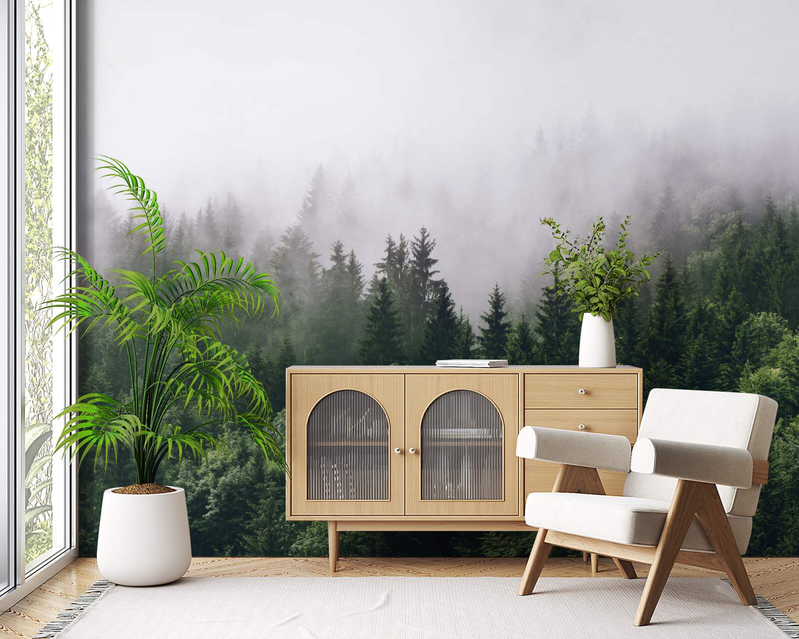 Fototapeta horský les je zahalený v hmle