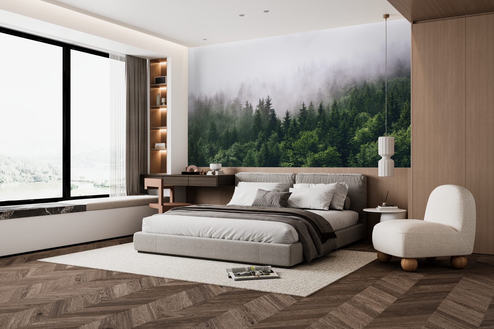 Fototapeta horský les je zahalený v hmle