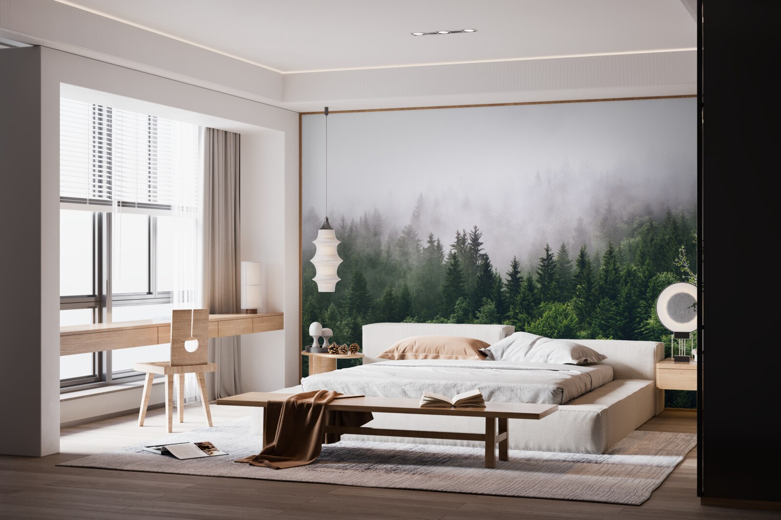 Fototapeta horský les je zahalený v hmle