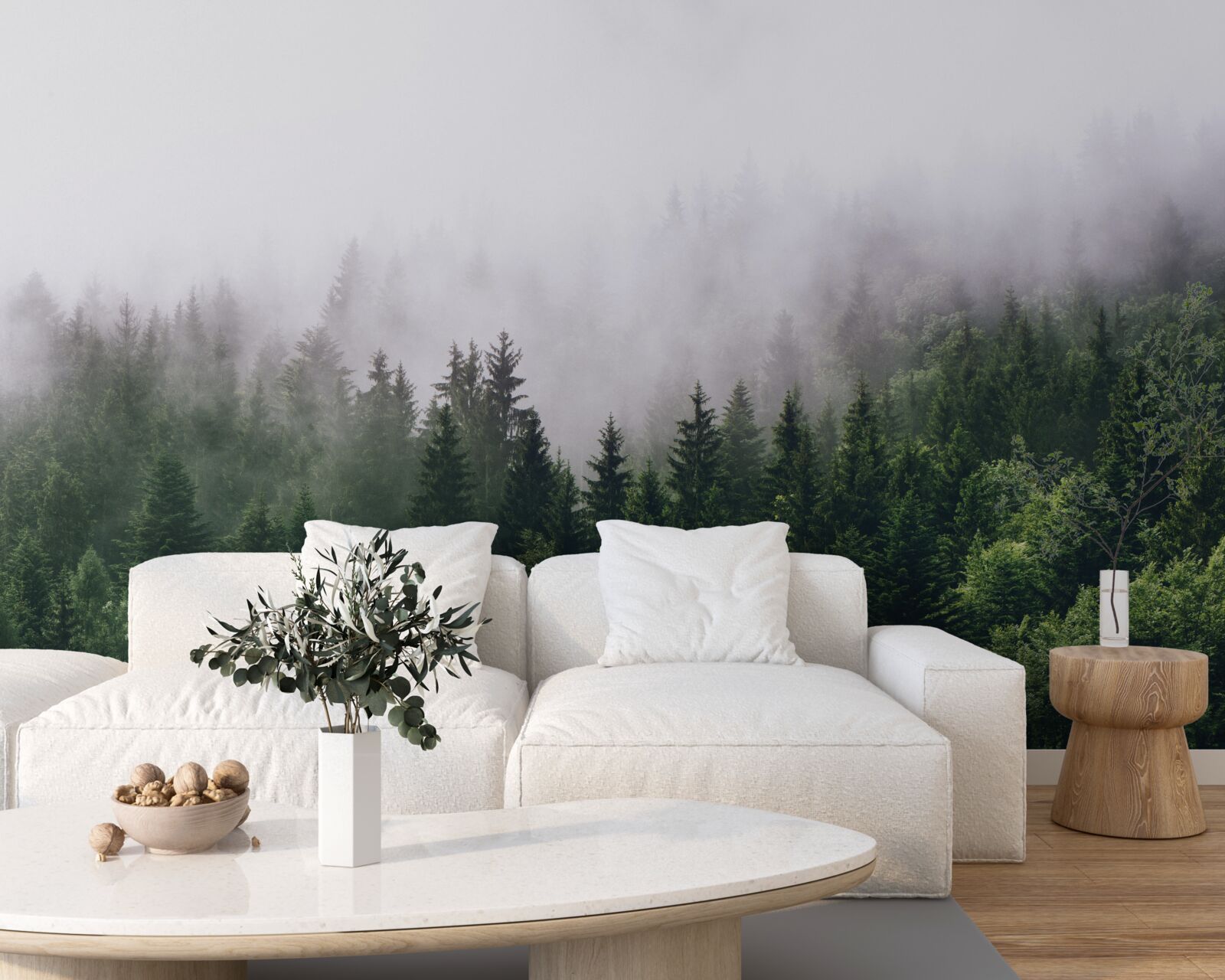 Fototapeta horský les je zahalený v hmle