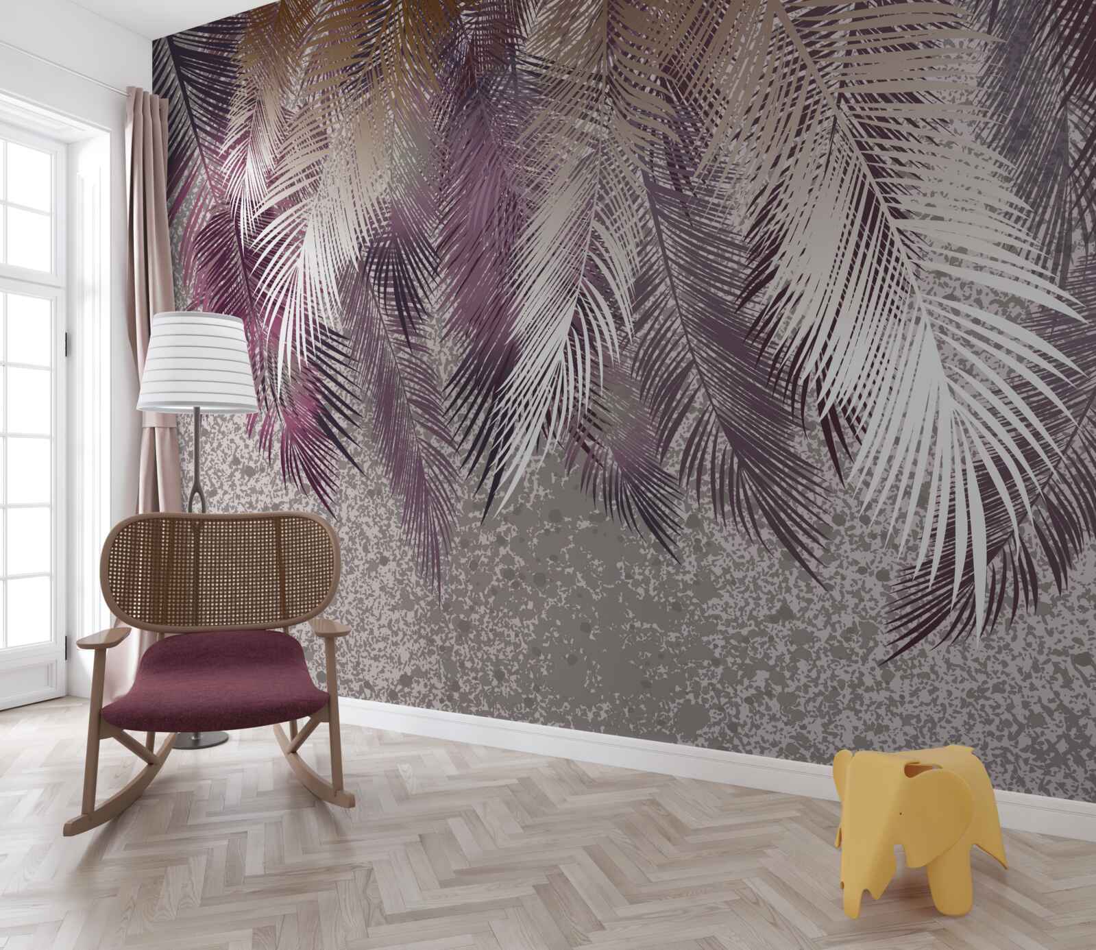 Fototapeta bordové listy podobné perám