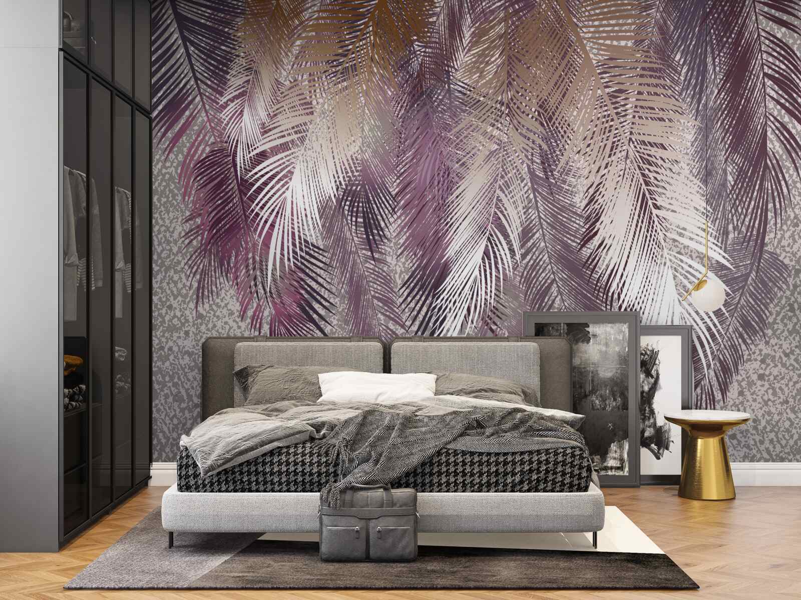 Fototapeta bordové listy podobné perám