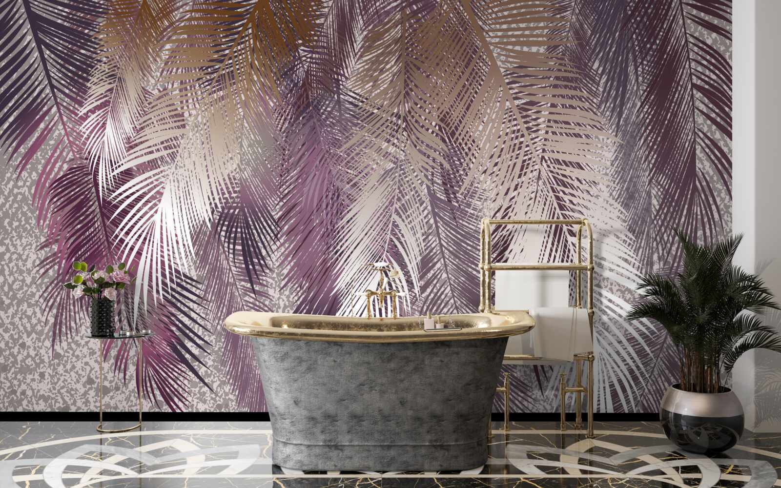 Fototapeta bordové listy podobné perám