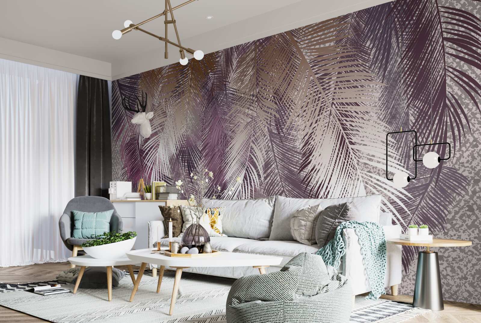 Fototapeta bordové listy podobné perám