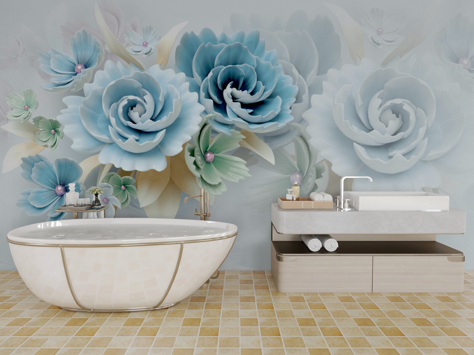 Fototapeta krásne ruže s jemným modrým nádychom