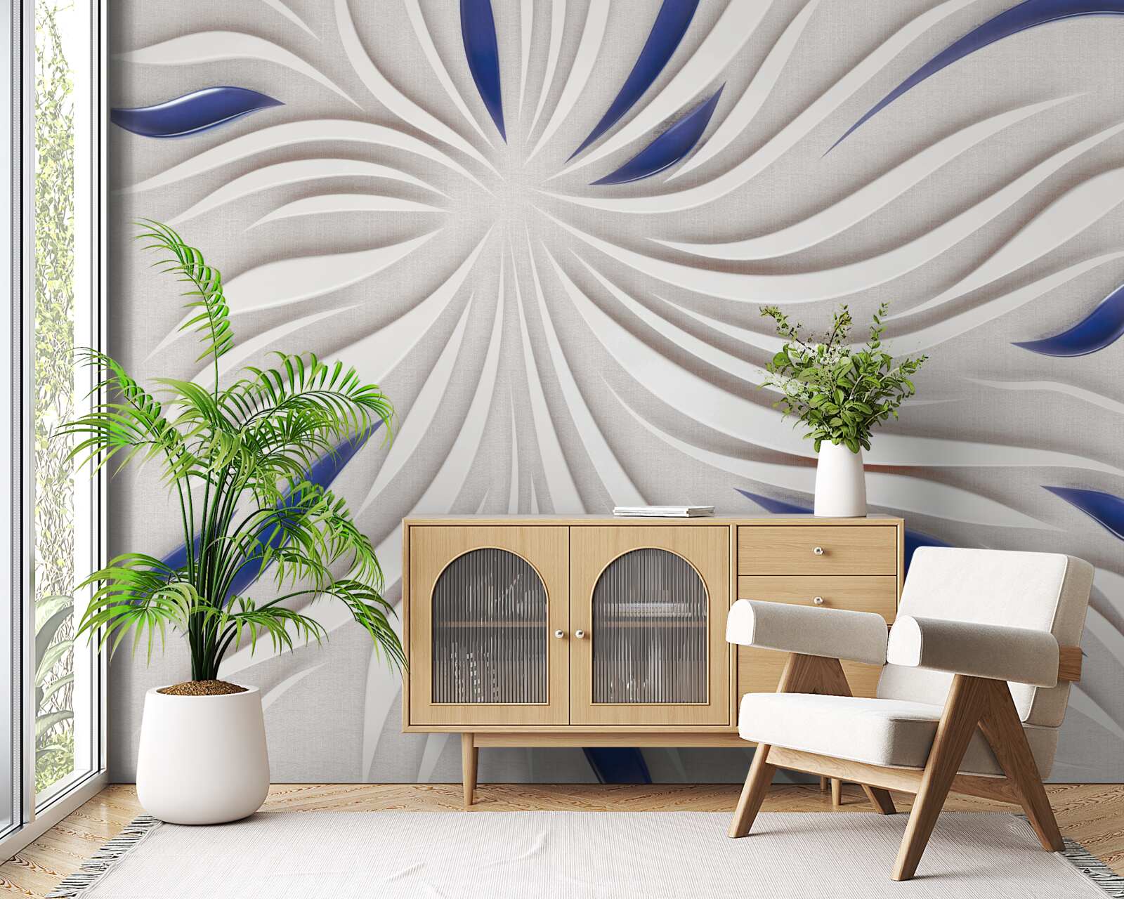 Fototapeta abstraktné modré a biele čiary