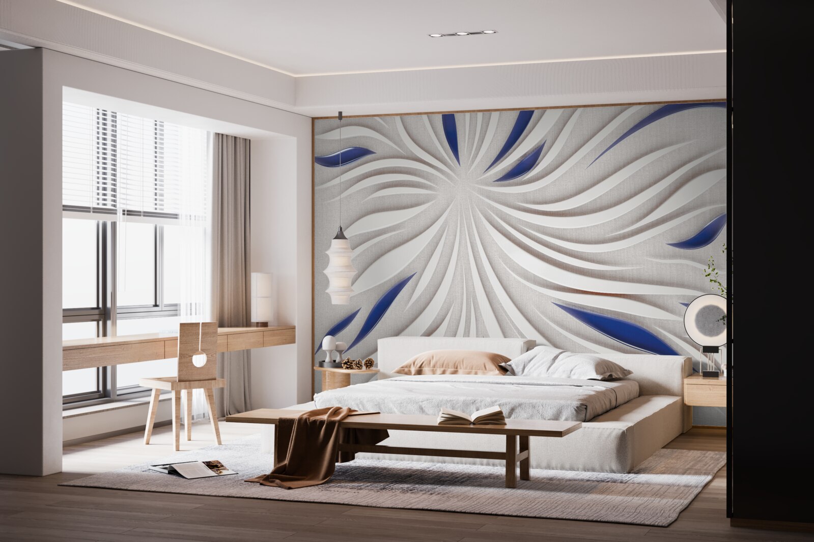 Fototapeta abstraktné modré a biele čiary