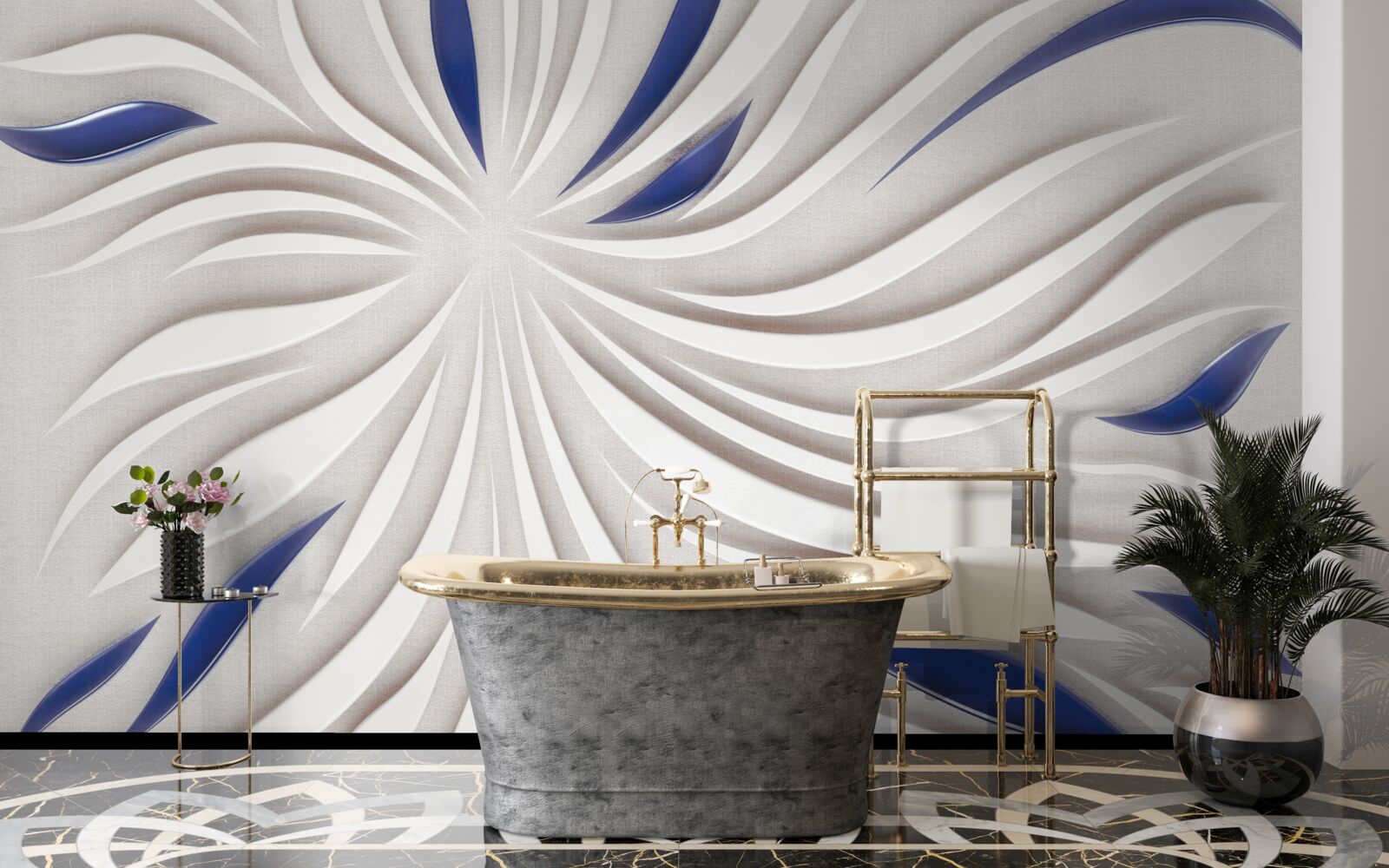 Fototapeta abstraktné modré a biele čiary