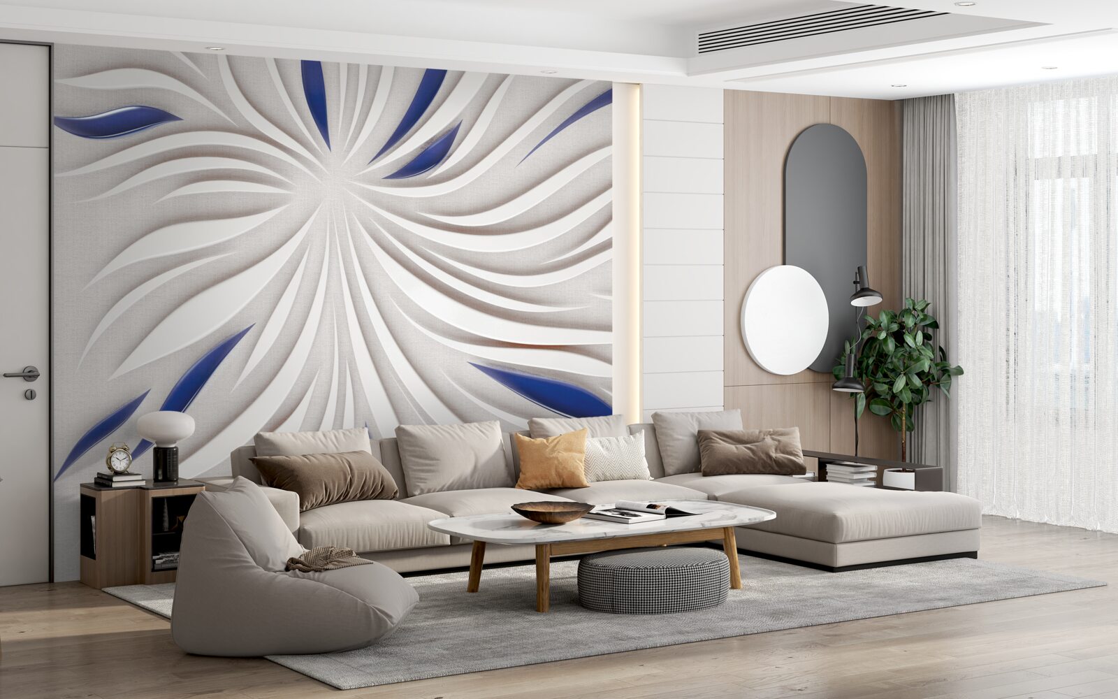 Fototapeta abstraktné modré a biele čiary