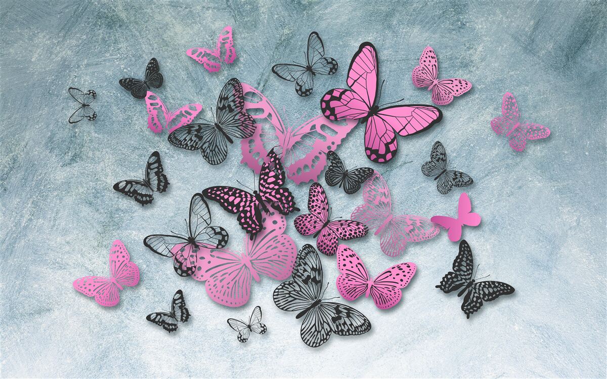 Fototapeta skupina ružových motýľov