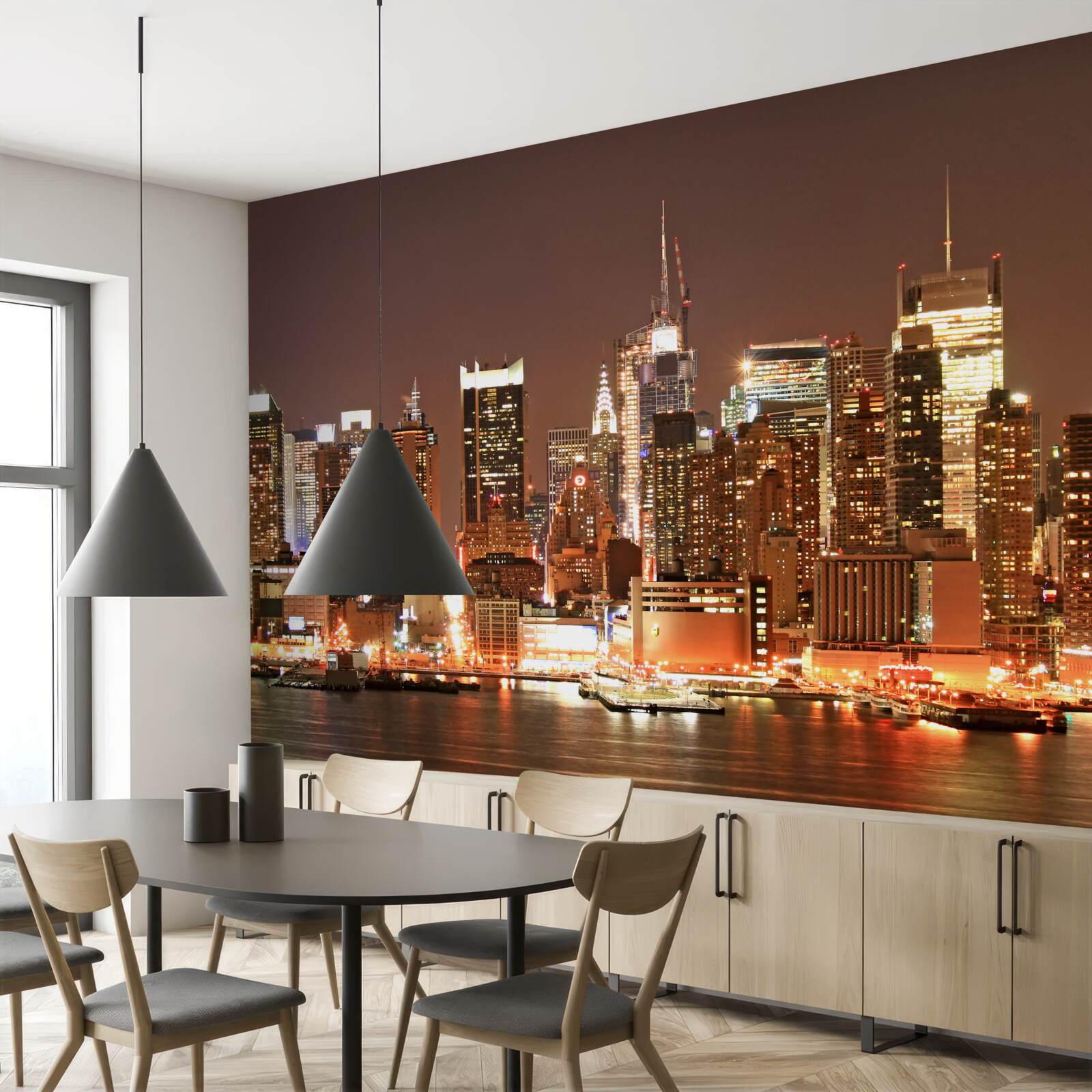 Fototapeta zmodernizované mesto v noci a mrakodrapy