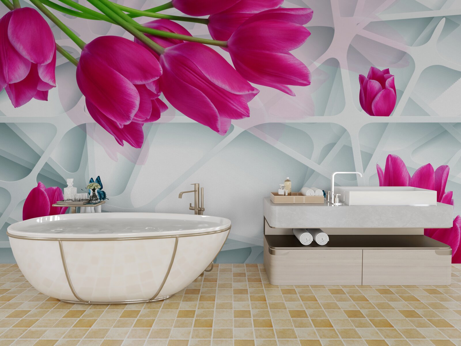 Fototapeta nádherné púčiky ružových tulipánov