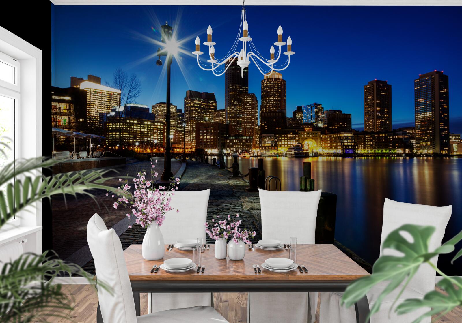 Fototapeta panoráma mesta s výhľadom na prázdne nábrežie