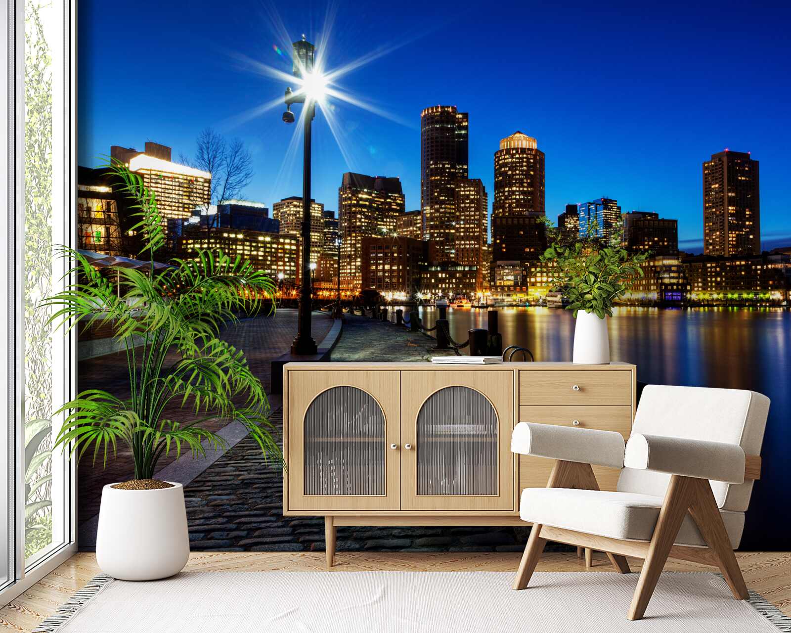 Fototapeta panoráma mesta s výhľadom na prázdne nábrežie