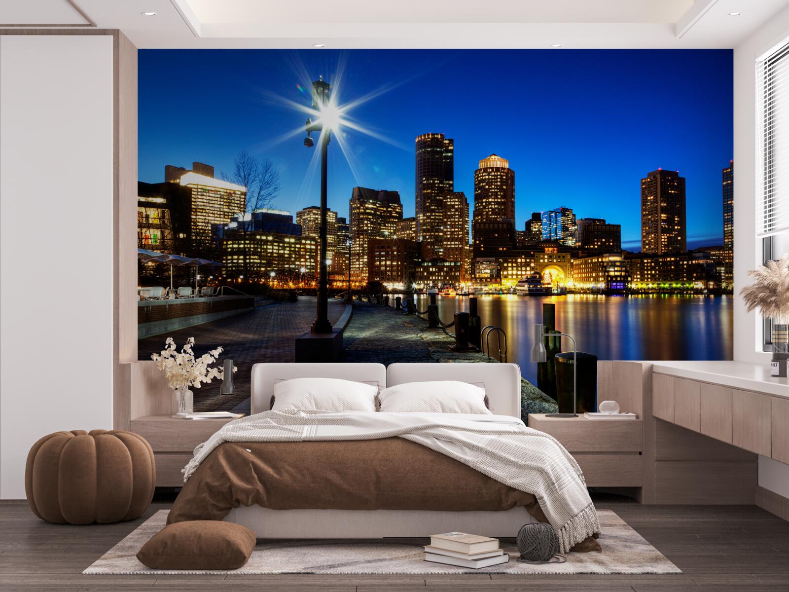 Fototapeta panoráma mesta s výhľadom na prázdne nábrežie