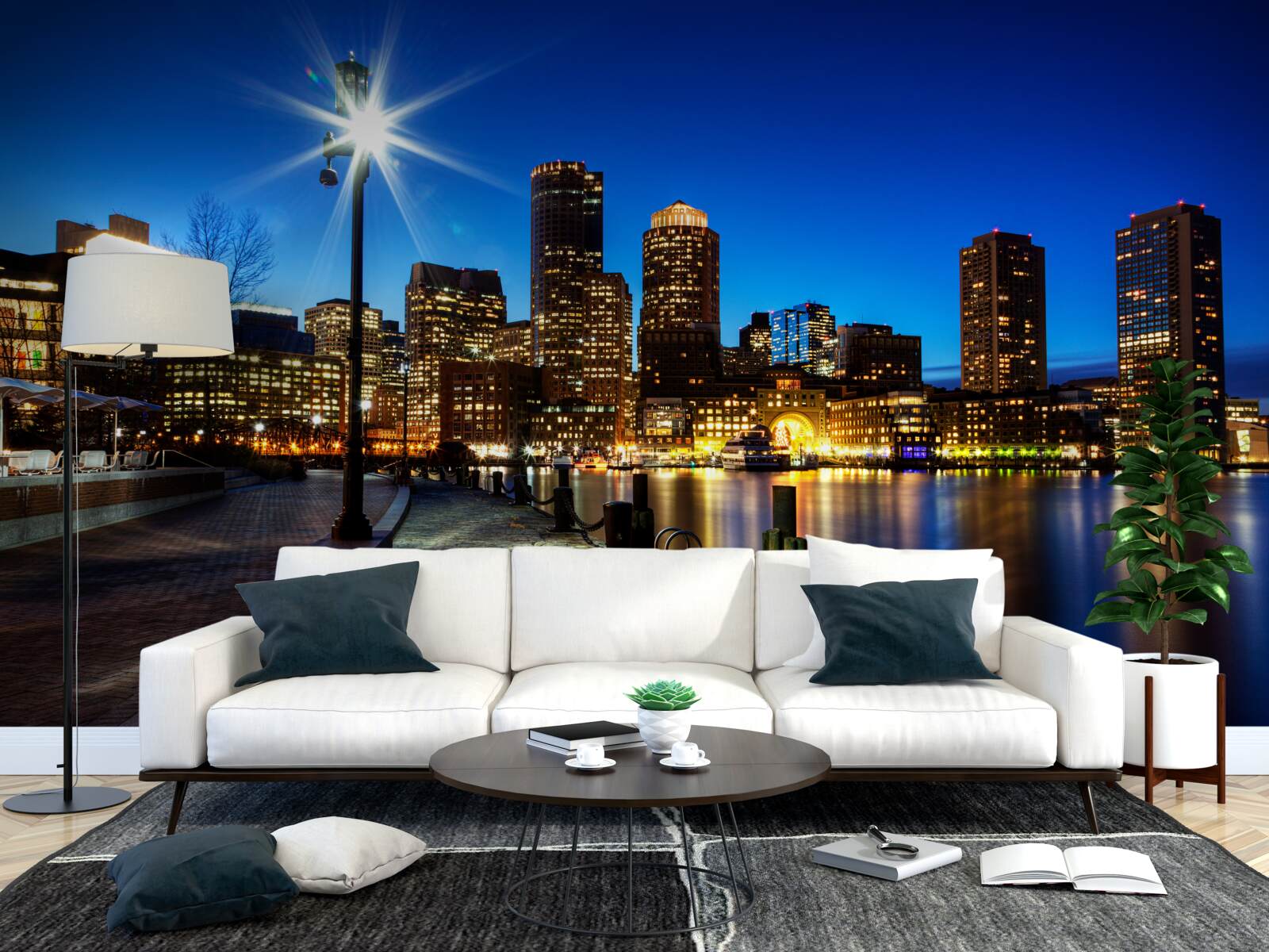 Fototapeta panoráma mesta s výhľadom na prázdne nábrežie