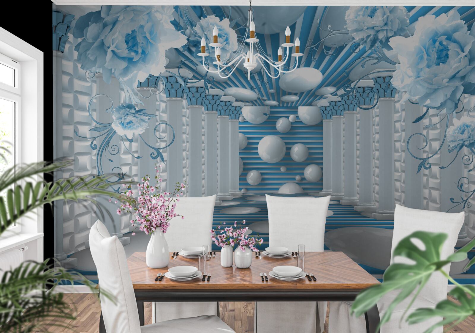 Fototapeta modrá ruža vytvára abstraktný tunel