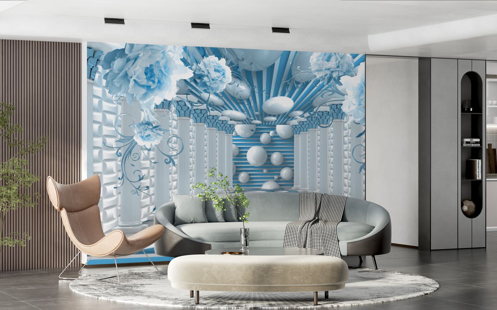 Fototapeta modrá ruža vytvára abstraktný tunel