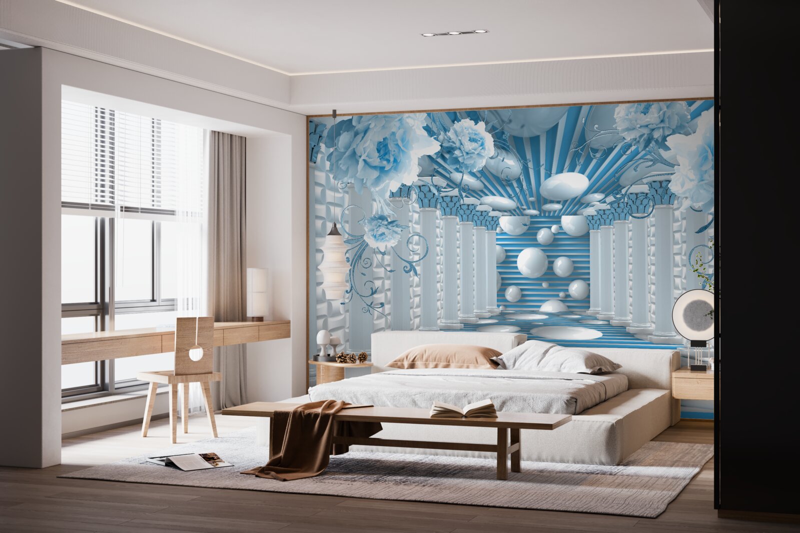 Fototapeta modrá ruža vytvára abstraktný tunel