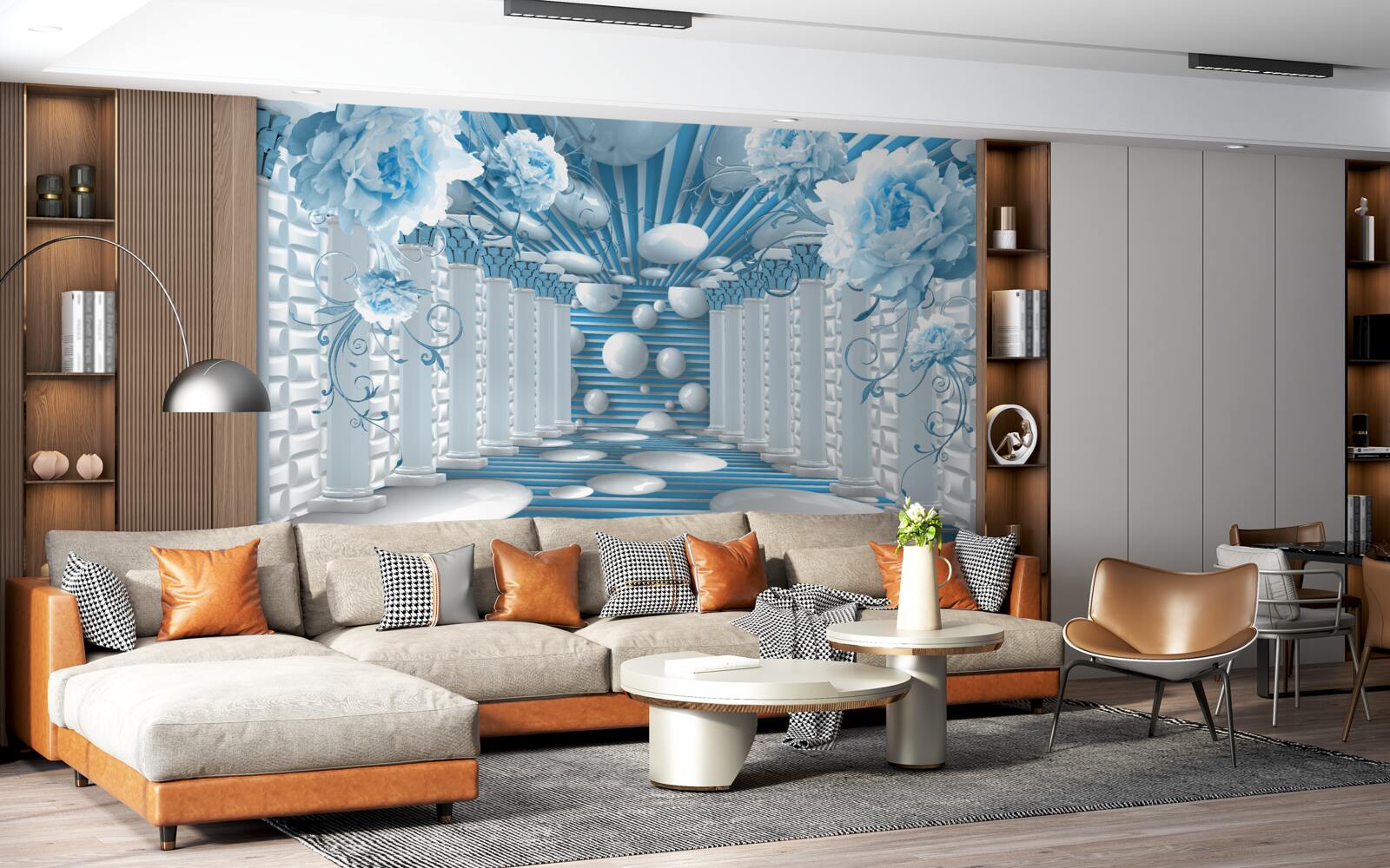 Fototapeta modrá ruža vytvára abstraktný tunel