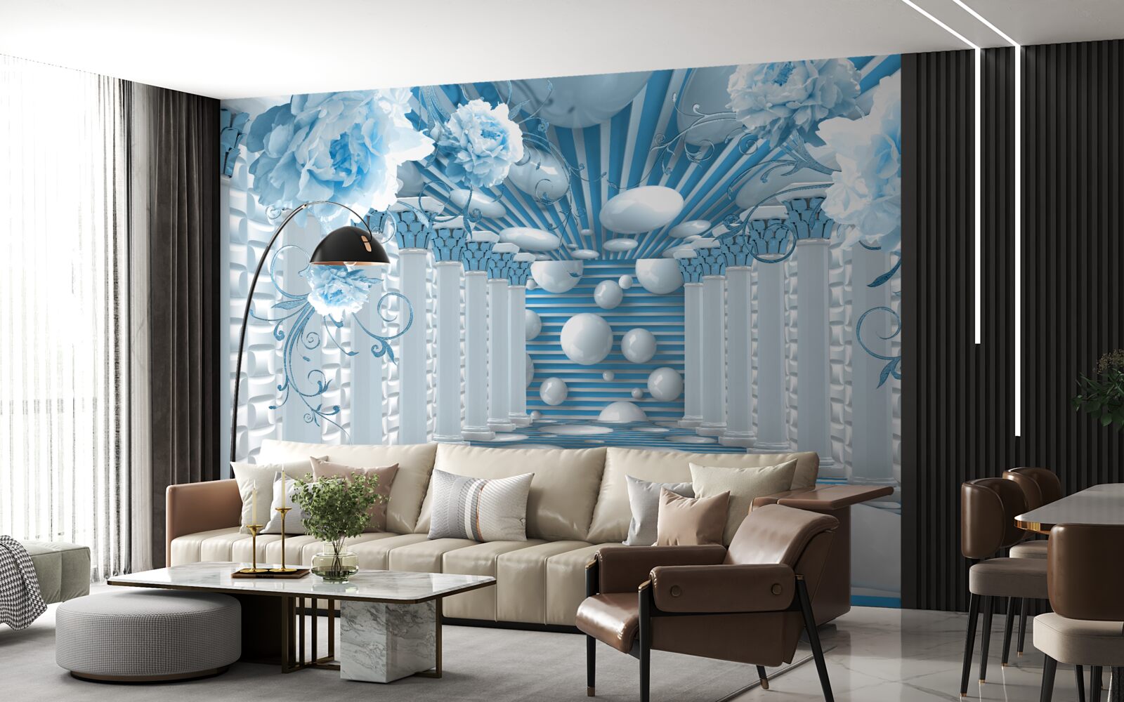 Fototapeta modrá ruža vytvára abstraktný tunel