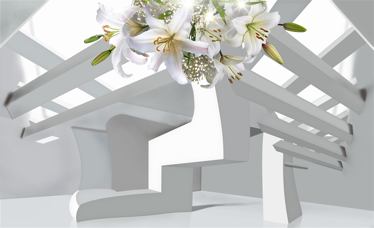 Fototapeta biela ľalia a abstraktné obrázky