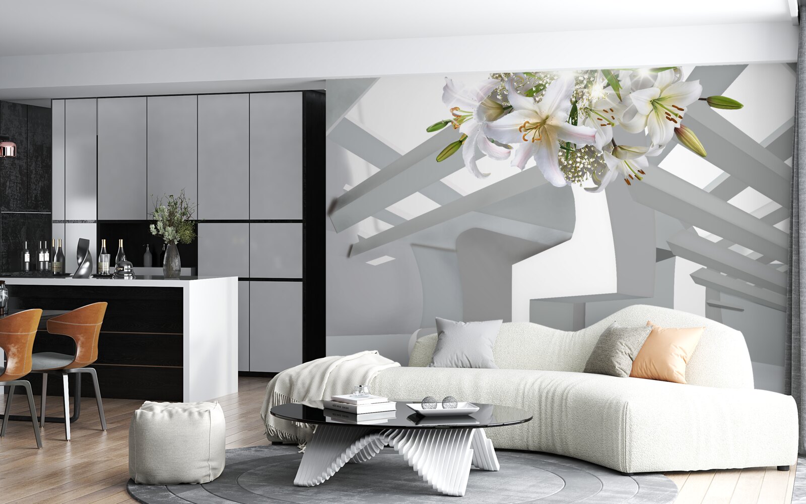 Fototapeta biela ľalia a abstraktné obrázky