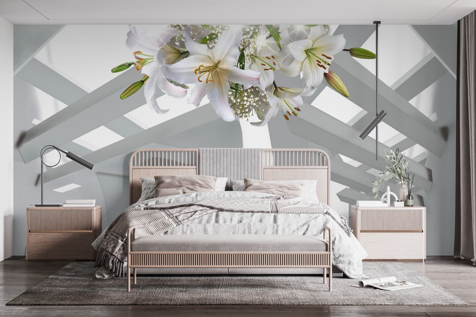 Fototapeta biela ľalia a abstraktné obrázky