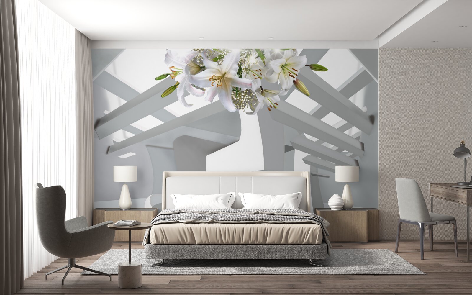 Fototapeta biela ľalia a abstraktné obrázky