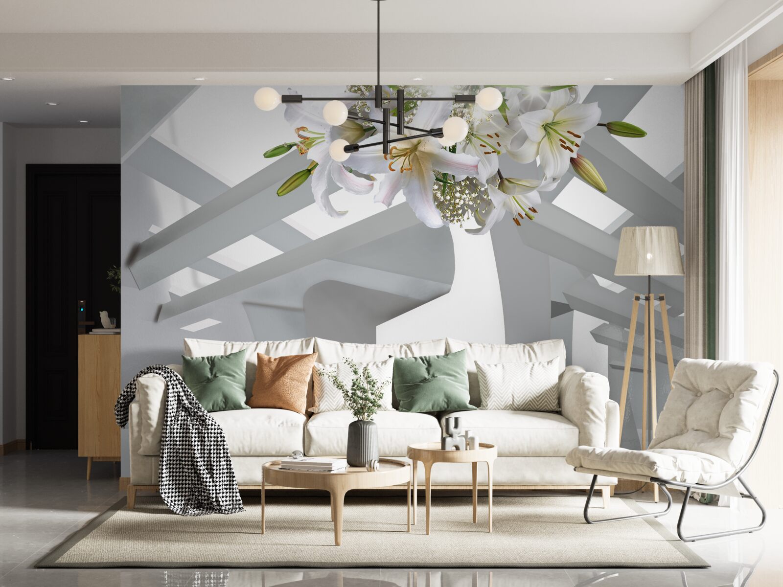 Fototapeta biela ľalia a abstraktné obrázky