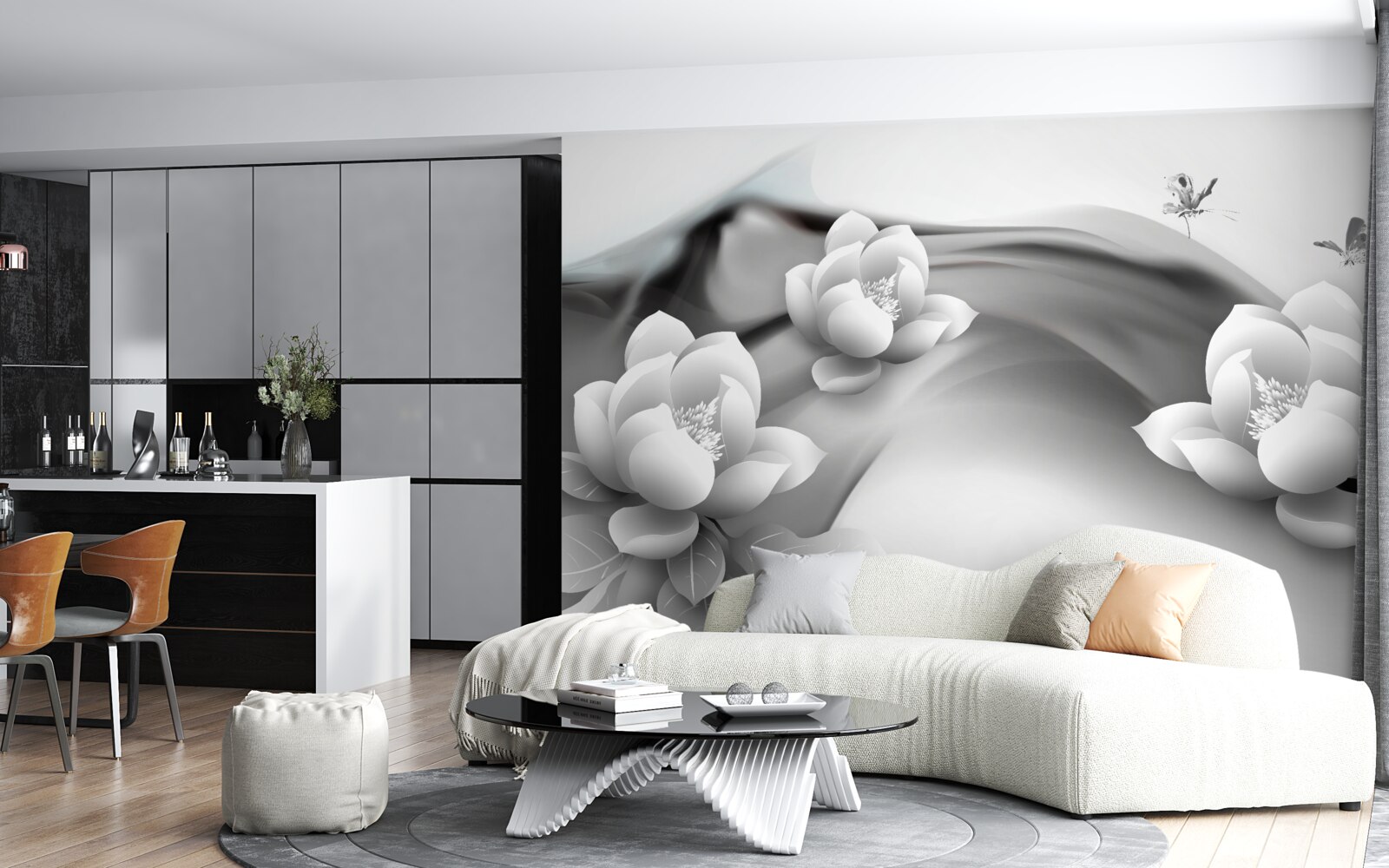 Fototapeta lekná v čiernej a bielej farbe