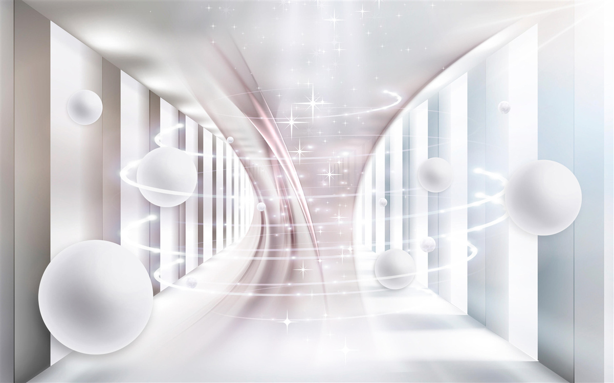 Fototapeta abstraktné gule a tunel v tvare štvorca