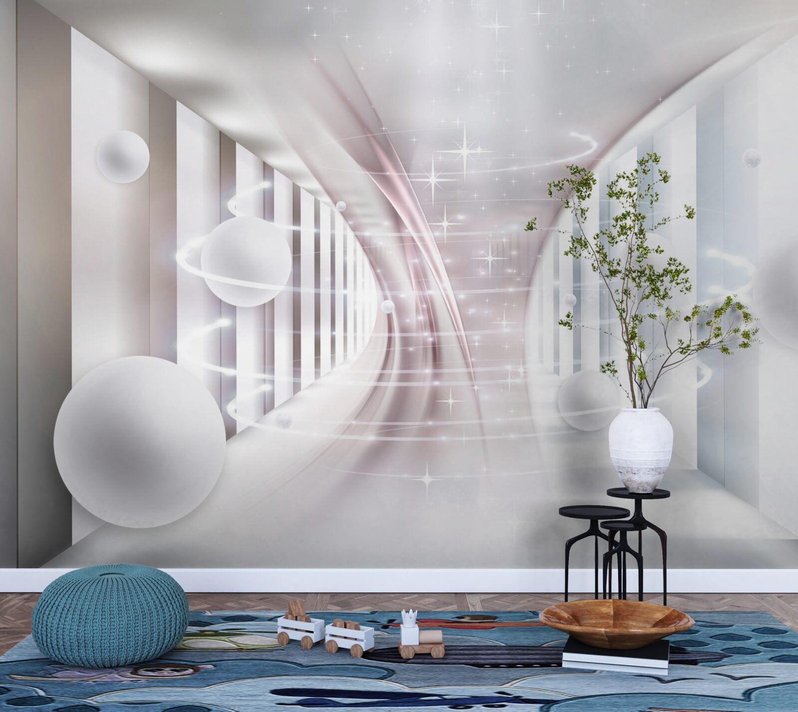 Fototapeta abstraktné gule a tunel v tvare štvorca