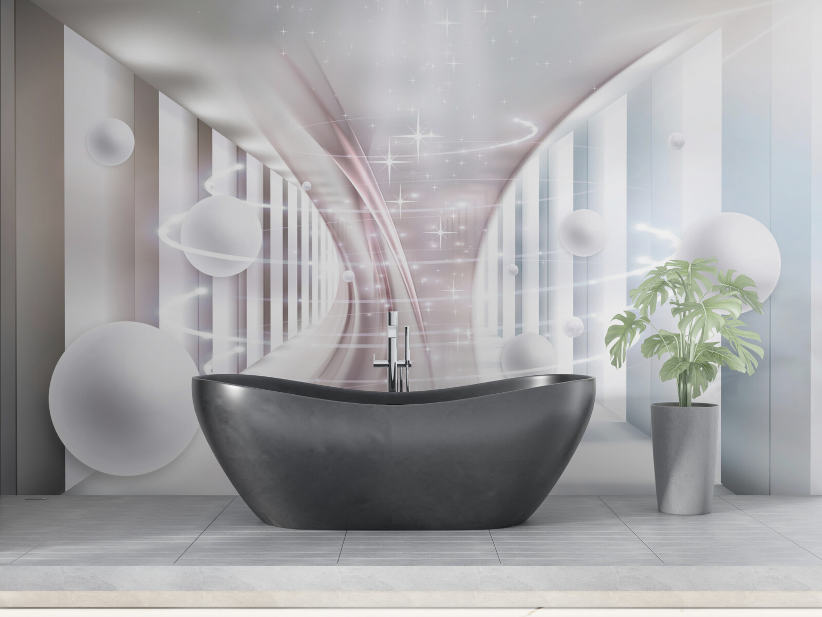 Fototapeta abstraktné gule a tunel v tvare štvorca