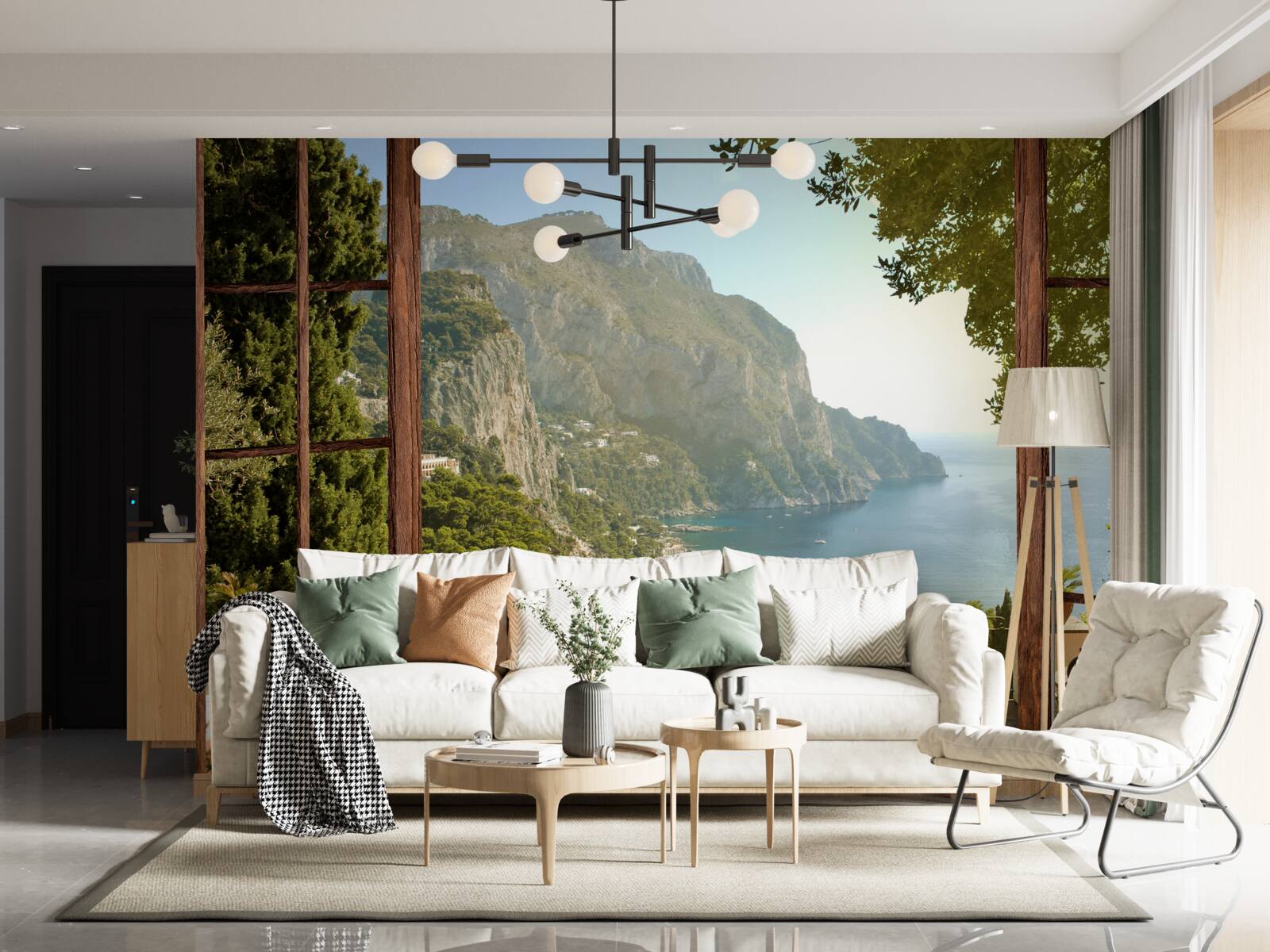 Fototapeta výhľad na more a hory priamo z balkóna