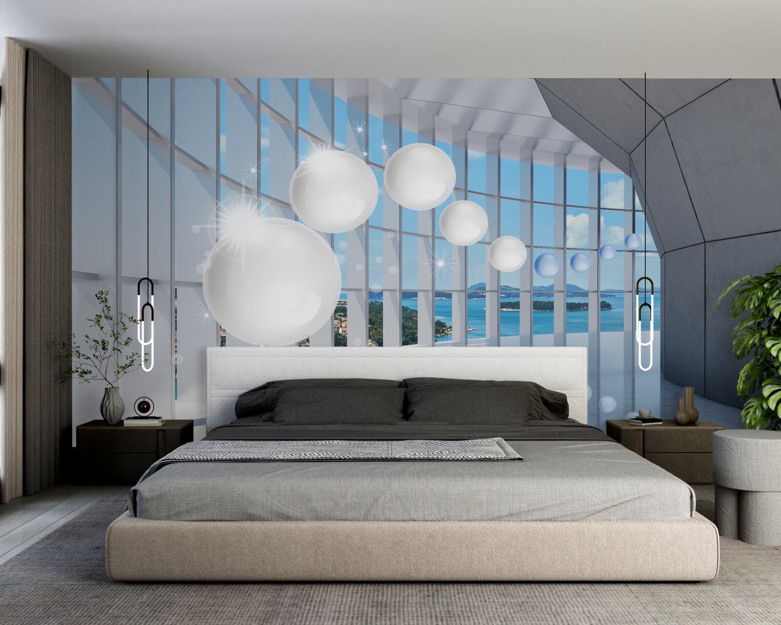 Fototapeta biele gule letia do tunela proti oblohe