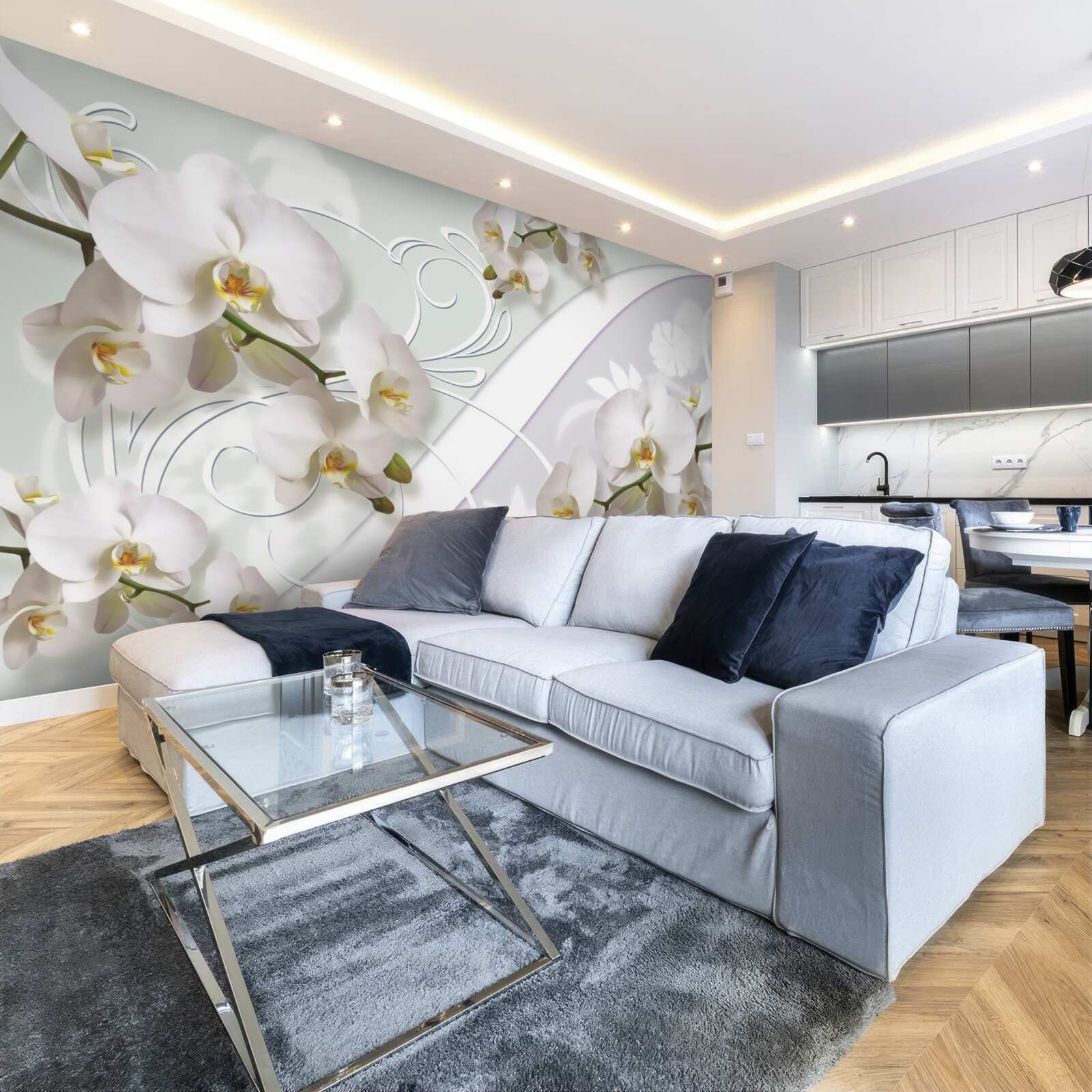 Fototapeta biele orchidey na bielom pozadí