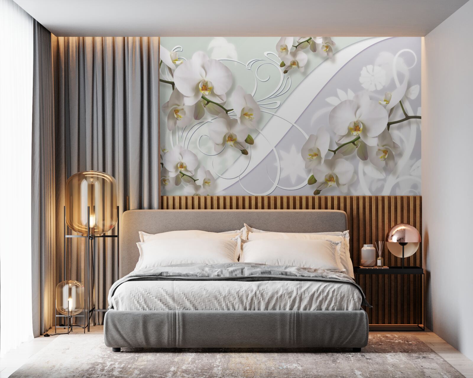 Fototapeta biele orchidey na bielom pozadí